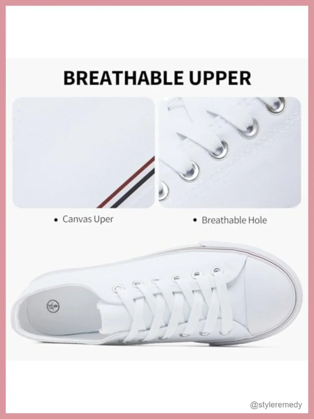 Women's Platform Canvas Sneakers Lace Up Breathable Non-Slip Casual Walking